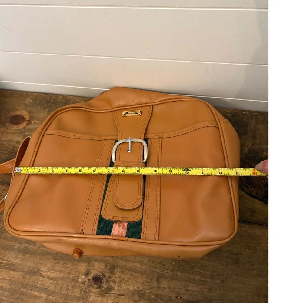 Vintage Brown Faux Leather Satchel‎ Crossbody Bag With Buckle Detail